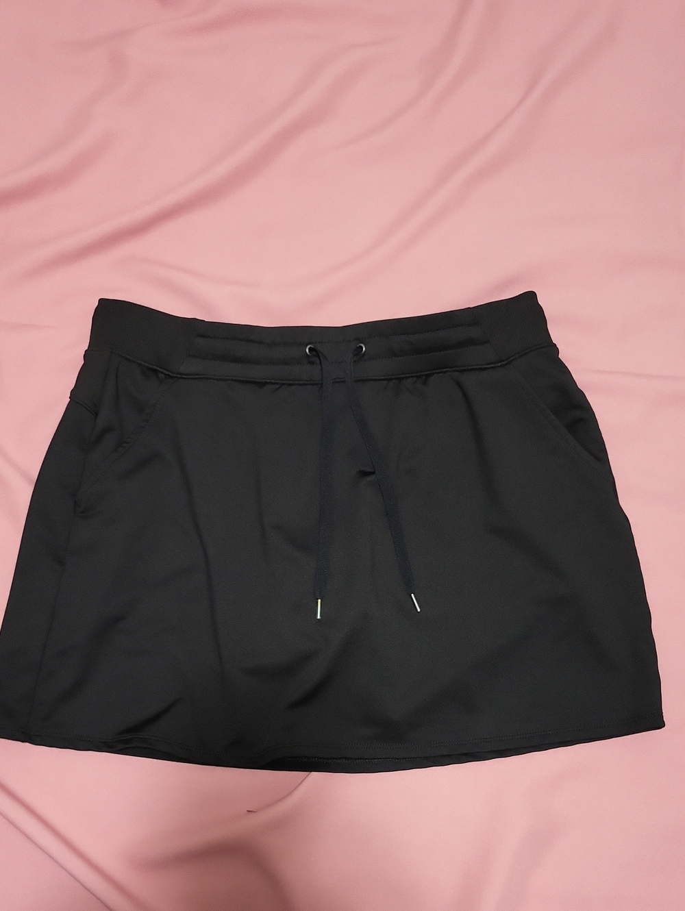 TEK GEAR On The Go Gear Black Skort Size Large 4 Pockets Drawstring Waist